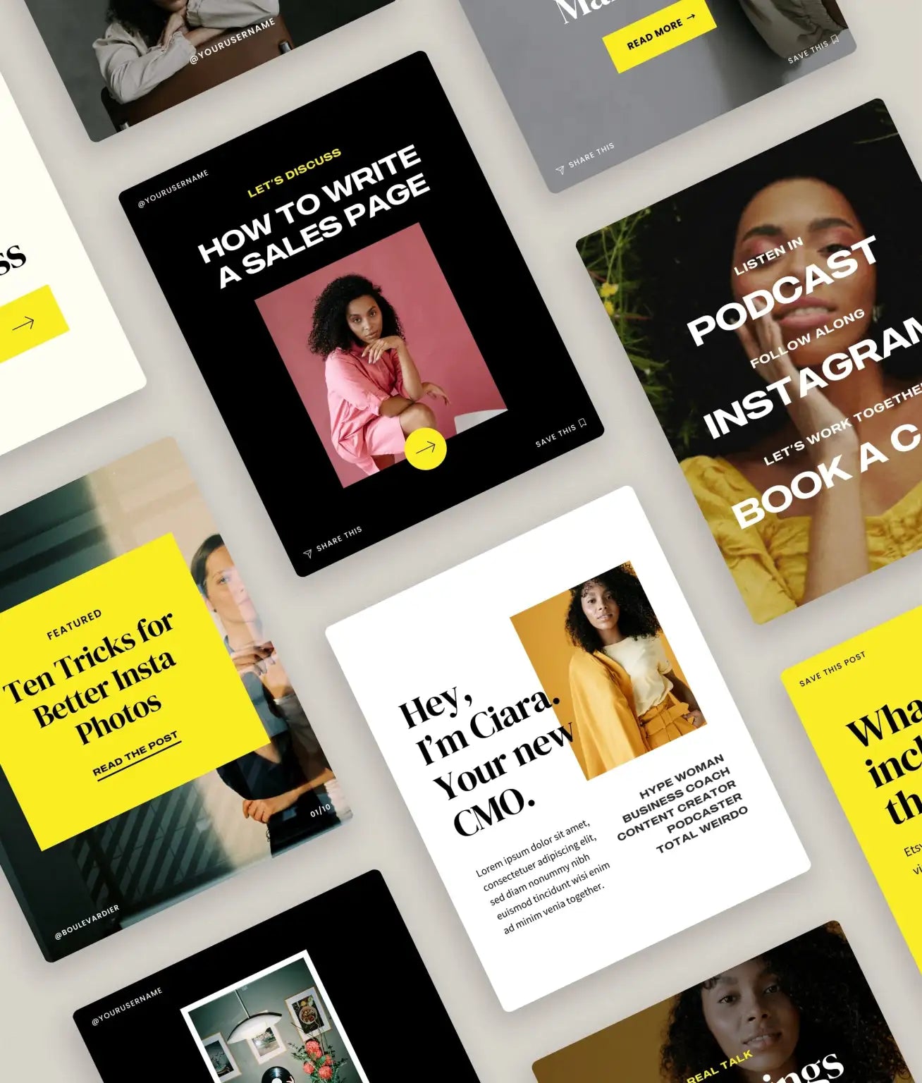 Boulevardier Social Media Canva Templates - Modern Market