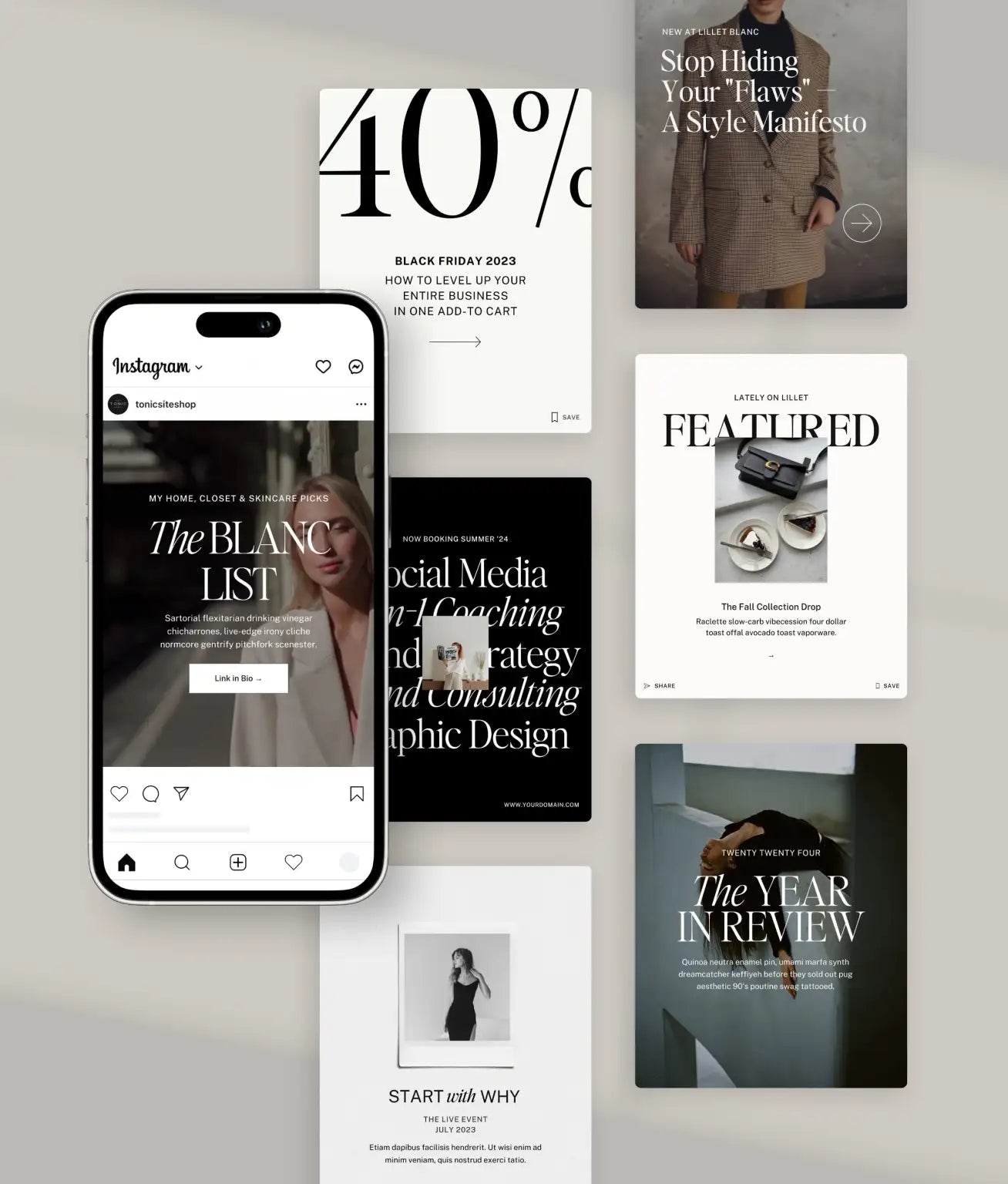 Lillet Blanc Social Media Canva Templates - Modern Market