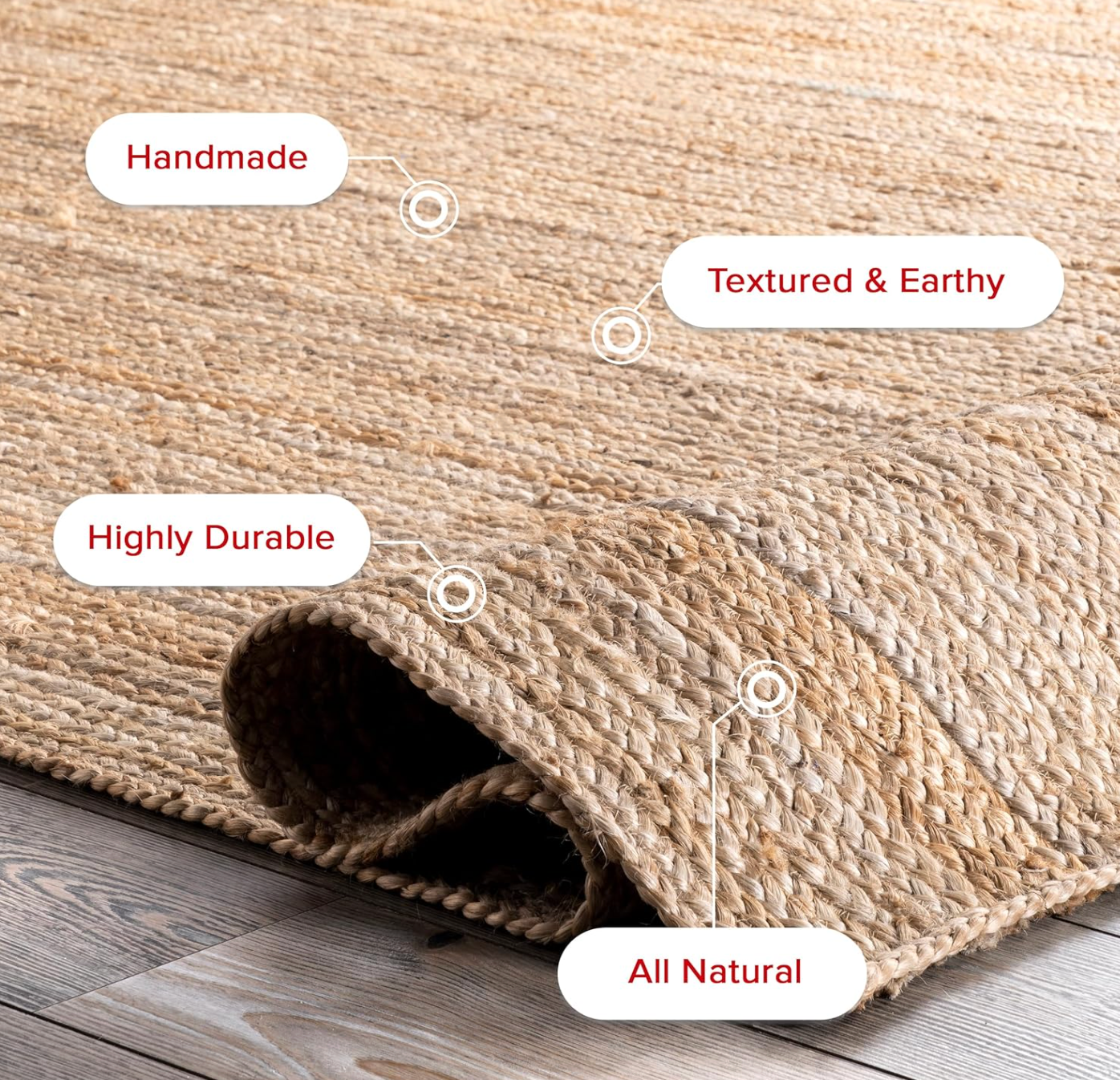 12x15 Jute Hand Woven Area Rug